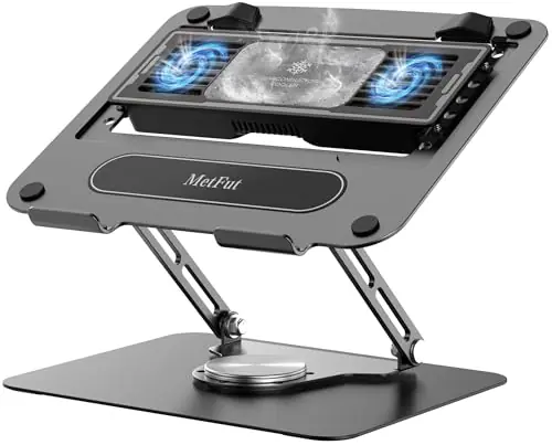 Metfut Laptop Cooling Pad with Detachable Fan & Cooler, Adjustable Height & Angle, 360 Rotation Base, Ultra-Quiet