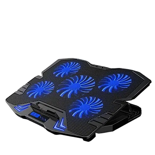 Laptop Cooling Pad Notebook Cooler for Desk and Lap Use Laptop Fan Stand 5 Adjustable Heights with 5 Quiet Fans and Phone Holder for 12