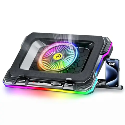 ChillCore RGB Gaming Laptop Cooling Pad with 5.5" Turbo Fan, Rapid Cooling for 15.6-19.3" Laptops