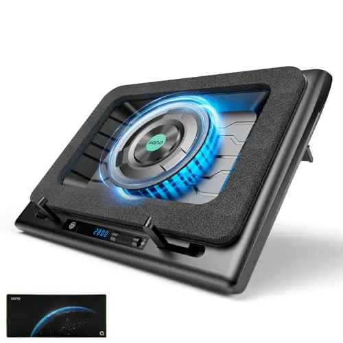 llano Gaming Laptop Cooler, V12 Laptop Cooling Pad Stand with 5.5inch Fan, Fast Cooling Computer Laptop 15.6-21in, Adjustable Speed