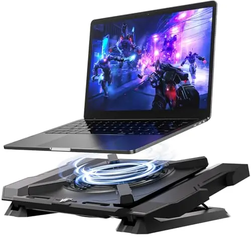 Laptop Cooling Pad, Gaming Laptop Cooler with 7.1 Inch Powerful Fan, RGB Lights & 3-Speed Fan Control & LCD Diamond Design