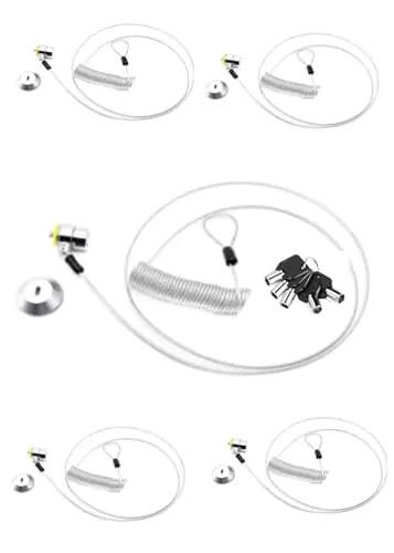 10-Foot Retractable Anti-Theft Steel Cable Lock with Lock Plate, Suitable for laptops, Tablets, Monitors