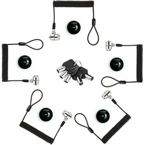 Security Retractable Cable Lock Portable Keyed Laptop Lock 5 Keys 8Ft for Monitors, Laptops, MacBooks