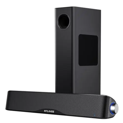 Nylavee Computer Speakers with Subwoofer, 2.1 PC Speakers System with Bluetooth 5.4 & 3.5mm Aux-in, 60W Peak Power