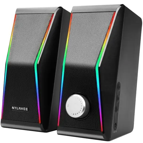 Hi-Fi Stereo Sound PC Speakers with Bluetooth 5.0 and 3.5mm AUX-in, 14W AC Powered