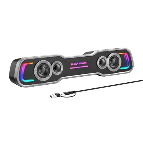 Speakers for Desktop, Dynamic Multi-Layer RGB Lighting Gaming PC Speaker with Deep Bass