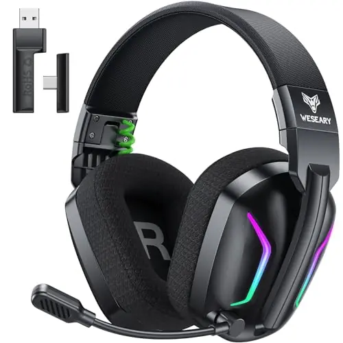 Laptop, Mac & Switch, Dual Low-Latency 2.4GHz USB/Type-C, Bluetooth Gaming Headphones with ENC Mic for Gamecube
