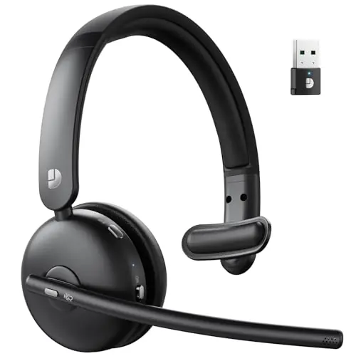 Single-Ear Wireless Headset & USB Dongle, Fit for PC/Laptop/Teams/Call Center