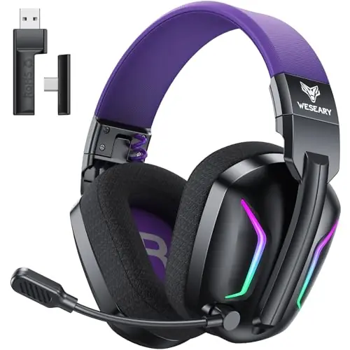 Wireless Gaming Headset for PS5, PS4, PC, Laptop, Mac & Switch, Dual Low-Latency 2.4GHz USB/Type-C,