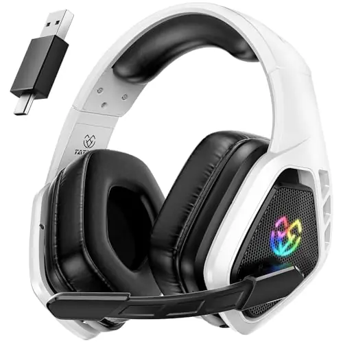 Tatybo Wireless Gaming Headset for PC, Ps5, Ps4, 2.4 Ghz USB & Type-C Gaming Headphones with Microphone