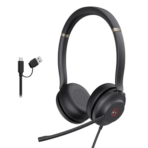 USB Headset with Noise Cancelling Microphone,Wired Headset for PC Laptop