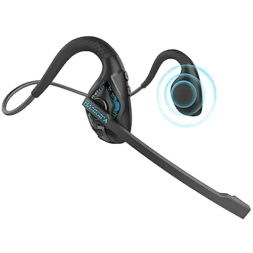 Bluetooth Headset with Boom Microphone, Open Ear Headphones w/Noise Canceling Mic