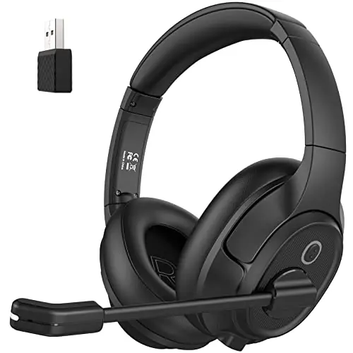 Bluetooth Headset for PC, Wireless Computer Headphone with AI-Powered Environmental Noise Cancelling