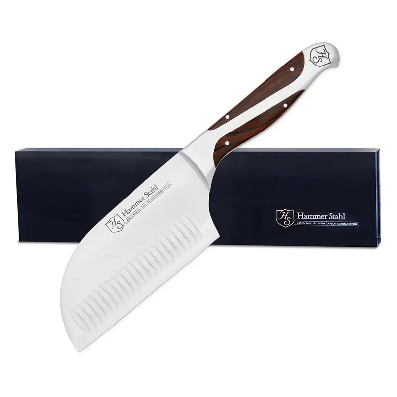 Hammer Stahl 5-Inch Cleaver Ergonomic Quad-Tang Pakkawood Handle German Forged High Carbon Steel Straight-Edged Blade