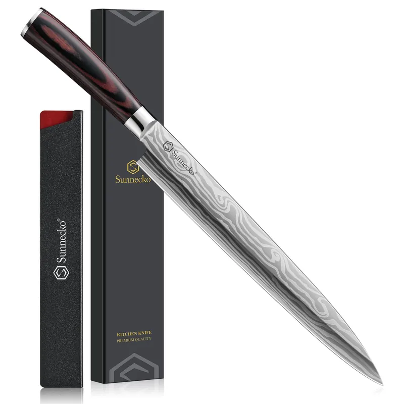 Sunnecko 10.5 inch Sashimi Knife,High Carbon Stainless Steel Japanese Sushi Knives,Yanagiba Knife with Knife Sheath and Gift Box