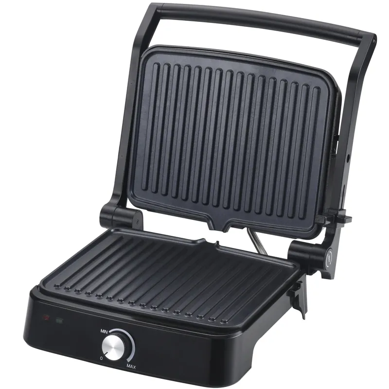 Vivicreate Panini Press Grill 1500W Sandwich Maker with Removable Nonstick Plates Adjustable Temperature 180 Degree Opening Indoor Electric Grill for Panini Sandwich Steak Burgers Breakfast (1 Knob)