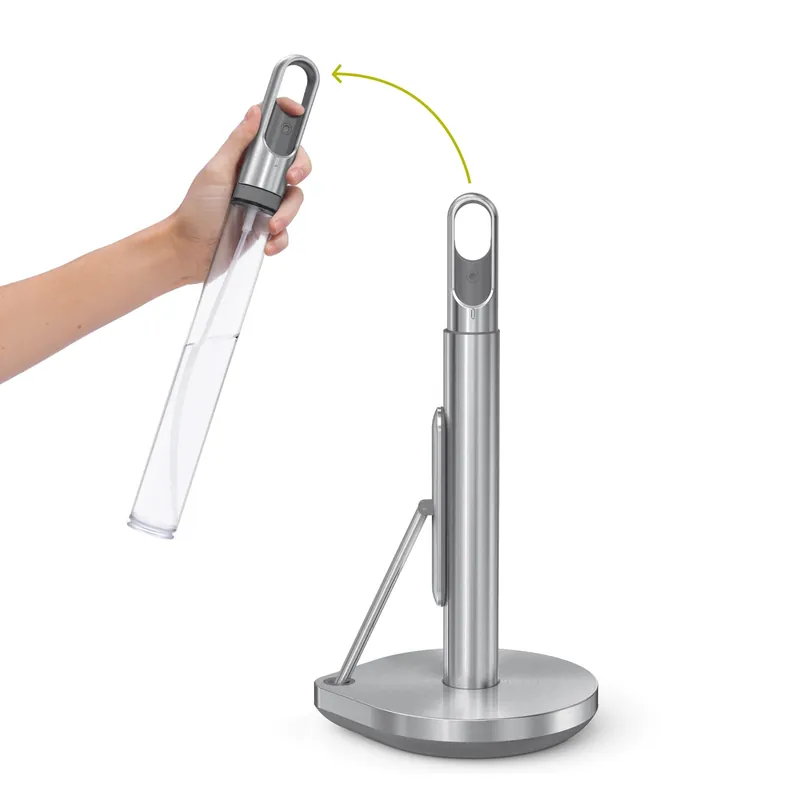 simplehuman Standing Paper Towel Holder with Spray Pump, Brushed Stainless Steel
