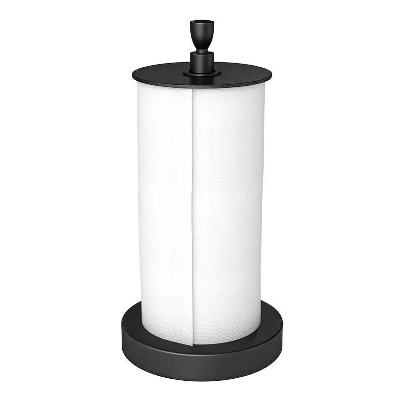 YUMORE Paper Towel Holder Countertop – Heavy Weighted Base Non-Slip, One-Hand Tear, Stainless Steel Kitchen Paper Towel Stand for Stove Side, RV, Black