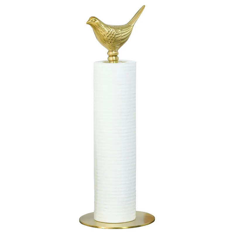 Luxurious Gold Paper Towel Holder Countertop, Brass Paper Towel Holder for Kitchen, Unique Gold Bird Decor - Sturdy, Durable, and Elegant Home Decor for Kitchen