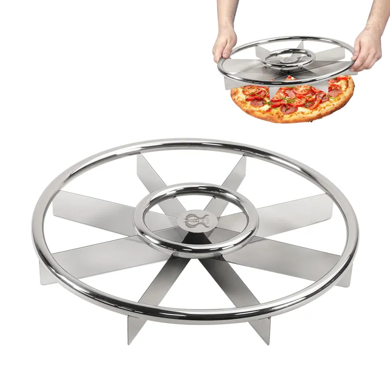 SHANGPEIXUAN 16" Pizza Cutter Rocker Sharp 8-Slice Multi-Blade Heavy Duty Stainless Steel Pizza Rocker Knife Pizza Oven Accessories