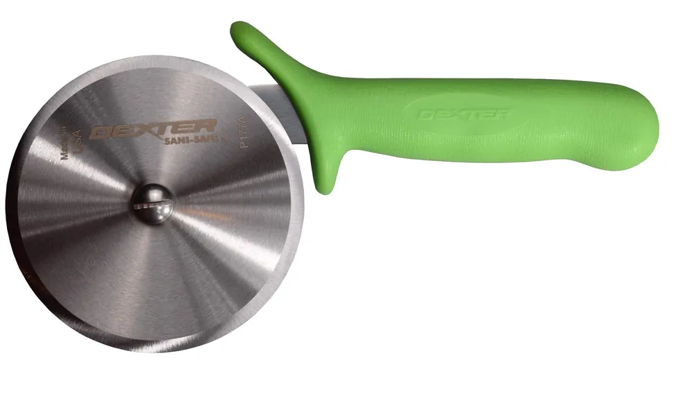 Dexter-Russell 4” Pizza Cutter – P177AG-PCP, High-Carbon Stainless Steel Blade, Textured Slip-Resistant Handle, Smooth Rolling Action – Green Handle, Made in USA