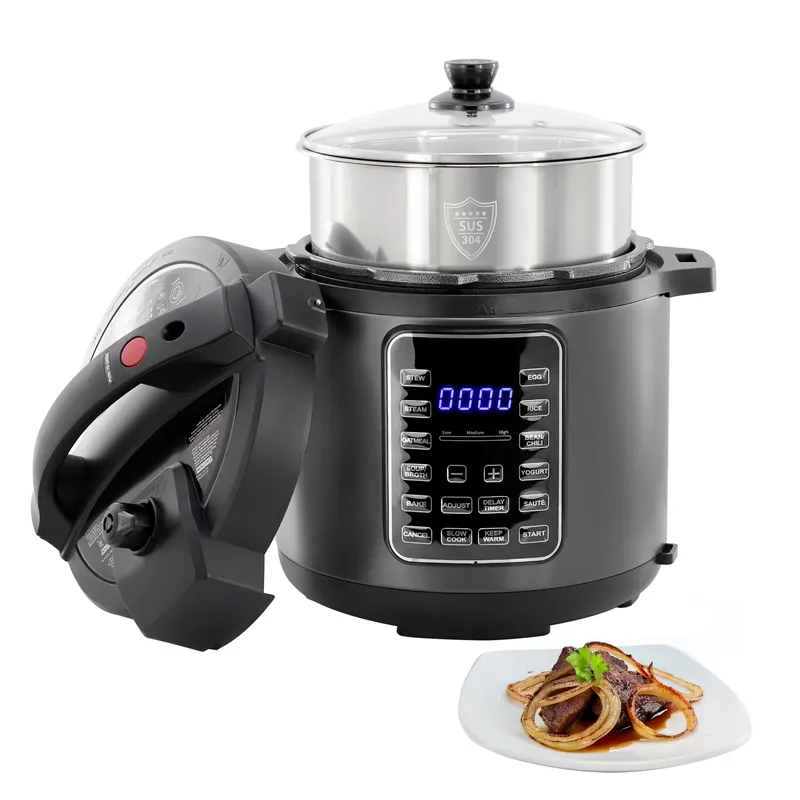 MegaChef 6 Quart 11-in-1 Electric Pressure Cooker, Multi-Cooker with Stainless Steel Crock, 11 Preset Functions