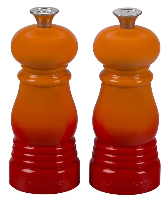 Le Creuset Petite Salt and Pepper Mill Set, 5" x 2" each, Flame