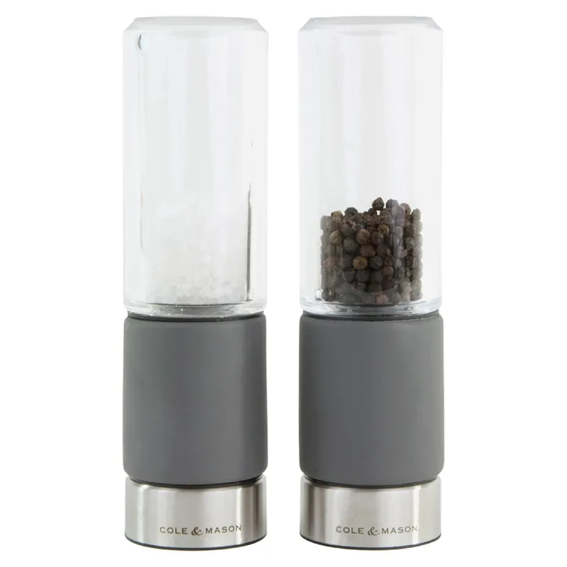 Cole & Mason Regent Concrete Stemless Salt & Pepper Mill Gift Set - Refillable Salt & Pepper Grinder Set with Carbon Steel Precision Mechanisms - Hand Wash Kitchen Tools & Gadgets - Grey