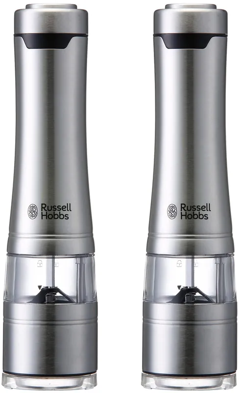Russell Hobbs 7922JP Electric Mill, Salt & Pepper, Rock Salt, Pepper Spice, Adjustable Coarseness, Set of 2