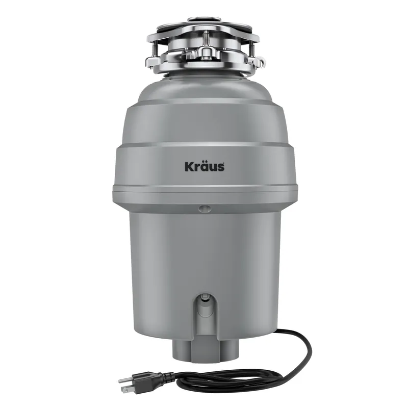 KRAUS WasteGuard High-Speed 3/4 HP Continuous Feed Ultra-Quiet Motor Garbage Disposal with Power Cord and Flange Included and Universal Mount, KWD210-75MGR