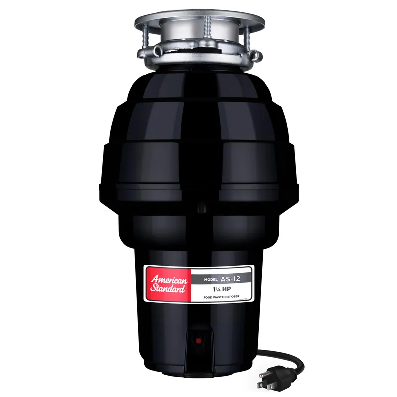 American Standard 10-US-AS-12 Garbage Disposal Anti-Jam Stainless Steel Food Waste Grinding System, Heavy Duty, 1.25 HP, Black