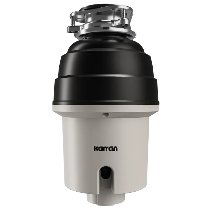 Karran 3/4 HP Quiet Garbage Disposal with Power Cord – Powerful Continuous Feed Food Waste Disposer, Stainless Steel Grinding System, Compact Easy Install Design with Dishwasher Connector, Septic Safe