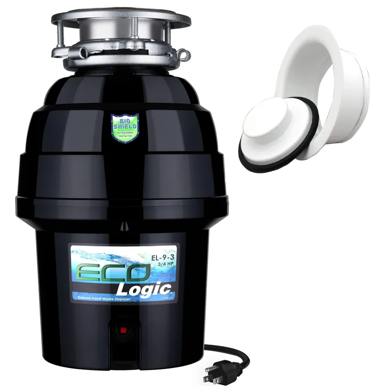 Eco Logic EL-9-DS-WH 9 Deluxe Designer Series Food Waste Disposer with White Sink Flange, 3/4 HP