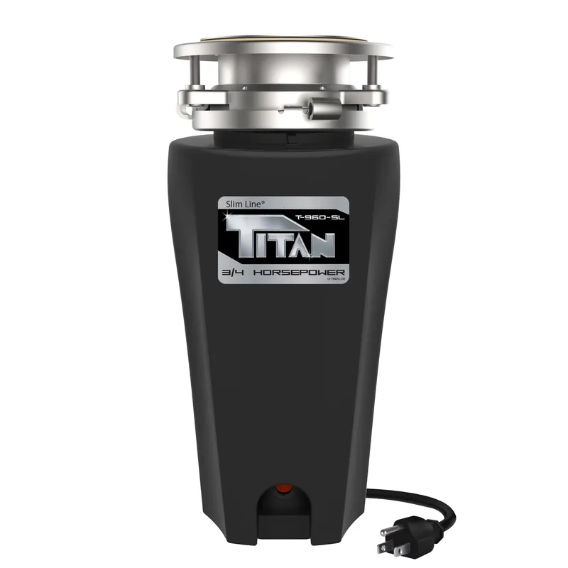 TITAN 10-US-TN-960-SL-3B Torque Garbage Disposal System with Stainless Steel Impellers & Griding Components, Black (3/4 HP Slime Line)