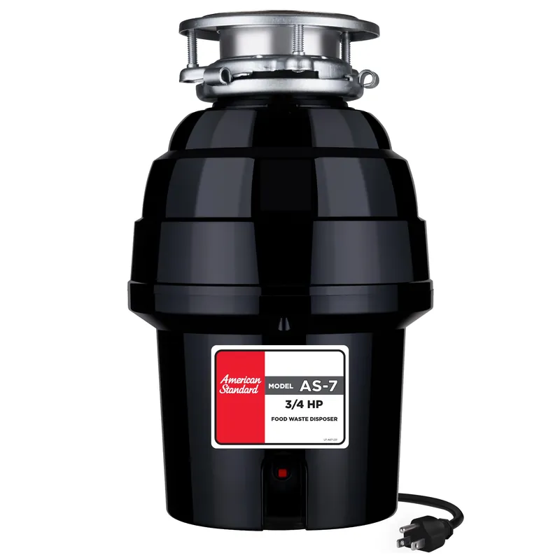 American Standard 10-US-AS-7 Garbage Disposal Anti-Jam Stainless Steel Food Waste Grinding System, Heavy Duty, 3/4 HP, Black