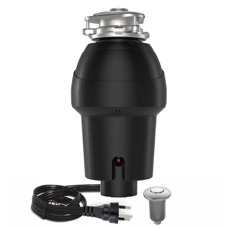 Garbage Disposal, 1 Hp Continuous Feed Food Waste Disposer with Air Switch, Compact Stainless Steel Food Waste Disposer, Food Waste Grinding System for Under Kitchen Sink, Black
