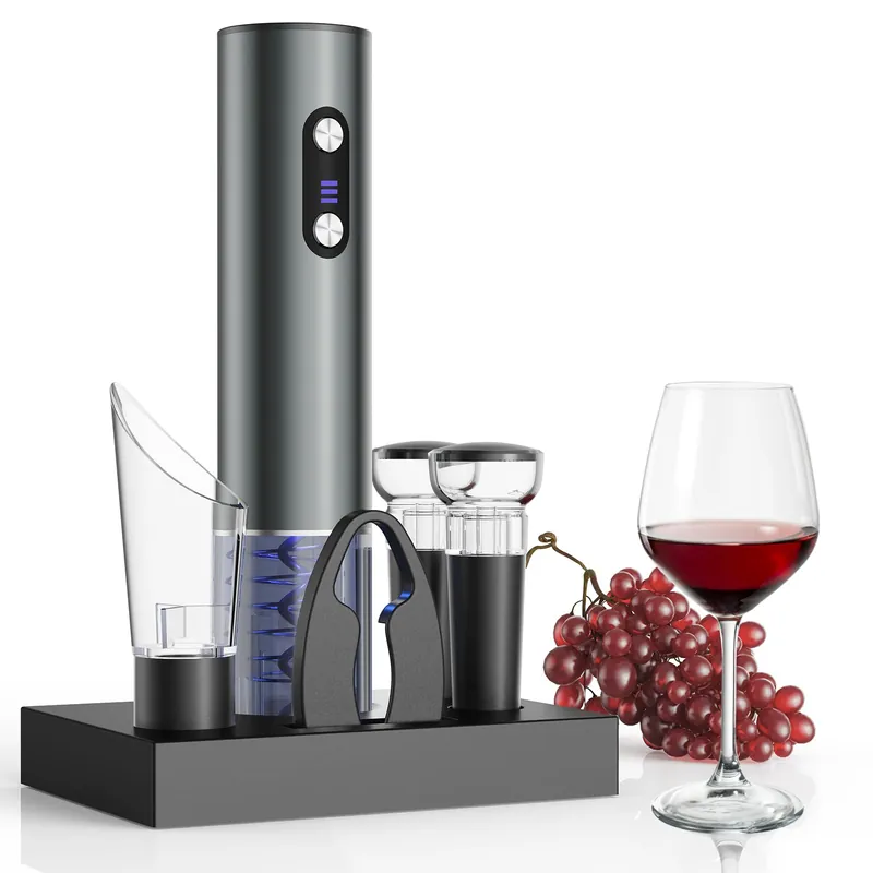 Newise Rechargeable Electric Wine Opener Gift Set Wine Opener, Aerator, Vacuum Stoppers & Foil Cutter - Wine Lovers Gifts for Women Men, Mom