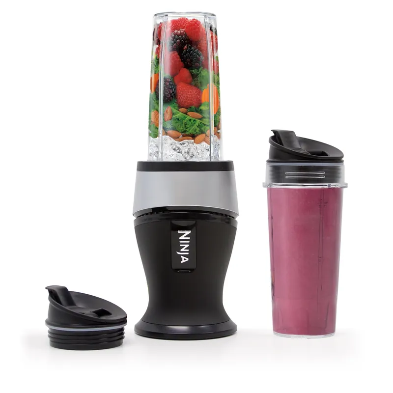 Ninja Fit Compact Personal Blender Portable Blender for Smoothies, Shakes, and Frozen Blending Includes (2) 16-oz. To-Go Cups and Spout Lids 700 Watt Black QB3001SS