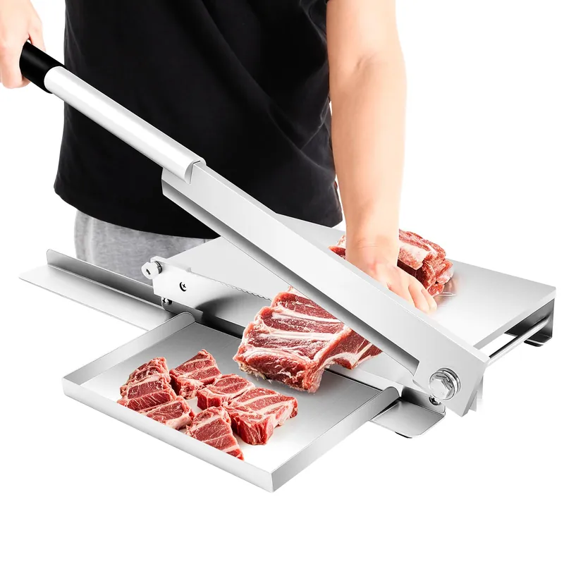 HZOPUTLH 16" Manual Meat Bone Cutter, Heavy Duty Chicken Cutting Machine with Blade, Stainless Steel Bone Chopper Commercial Guillotine Bone Cutting Machine for Pig Feet Bar Bones Beef Ribs Goat