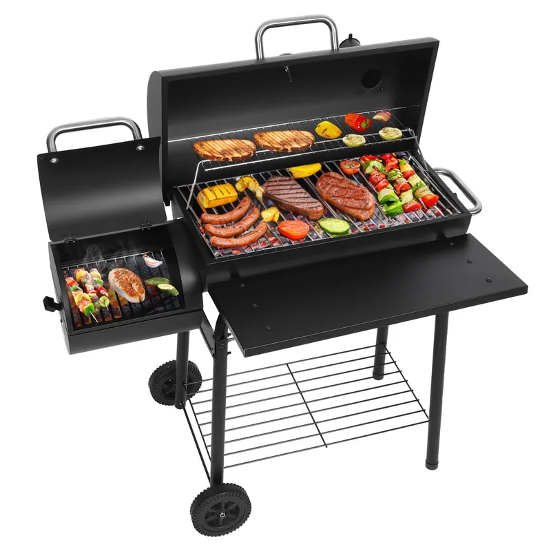 Realcook Charcoal Grills with Offest Smokers Spacious Barrel Charcoal BBQ Grill Barbecue Smoker Grill Combo for Outdoor Backyard Patio Camping Picnic and Party