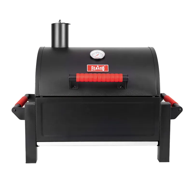 Feasto Portable Charcoal BBQ Grills with Cast Iron Grates, Tabletop Charcoal Grills with 354 Sq. In Cooking Area, for Outdoor Camping and Picnic, Black, L26.8’’x W20’’x H21.3’’