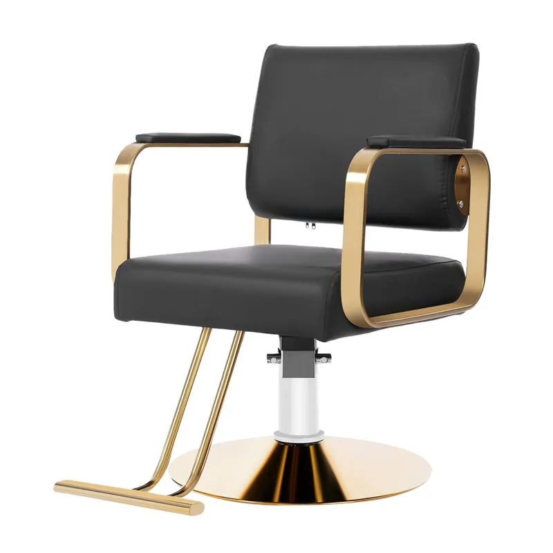 Marsyyds Barber Salon Chair, Adjustable Beauty Spa Hair Styling Salon Chair 360° Rotatable Multi-Function Barber Chair with Footrest for Barber Shops Homes & Spas, 440lbs Capacity (Black+Golden)