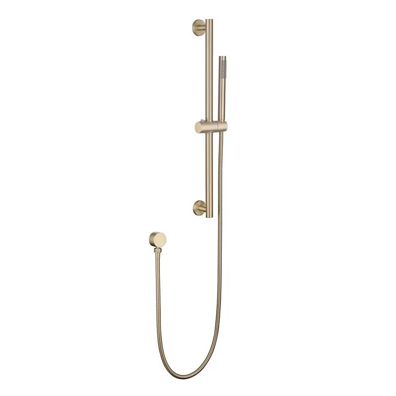 Handheld Shower Head with Slide Bar Combo, 26.38-Inch Adjustable Height Shower Slide Bar, High Perssure Handheld Shower Head with 59 Inch Extra Long Hose, Brass Wall Supply Elbow, Brushed Gold