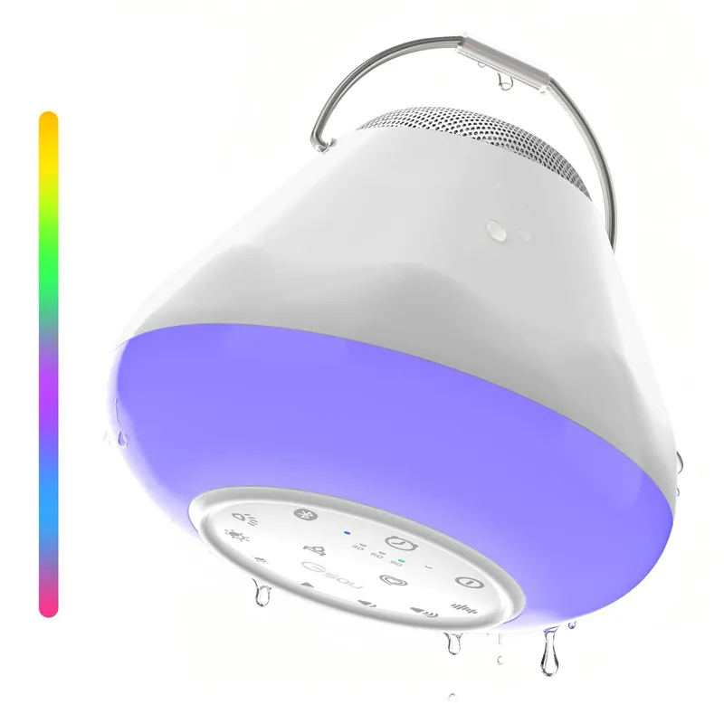 Gsou Shower Speaker Bluetooth Waterproof with 5 White Noise Sounds & 4 LED Light Modes Portable Speaker for Bathtub, IPX6 Waterproof, Smart Bath Timer, Relaxation Spa Gifts for Women Men