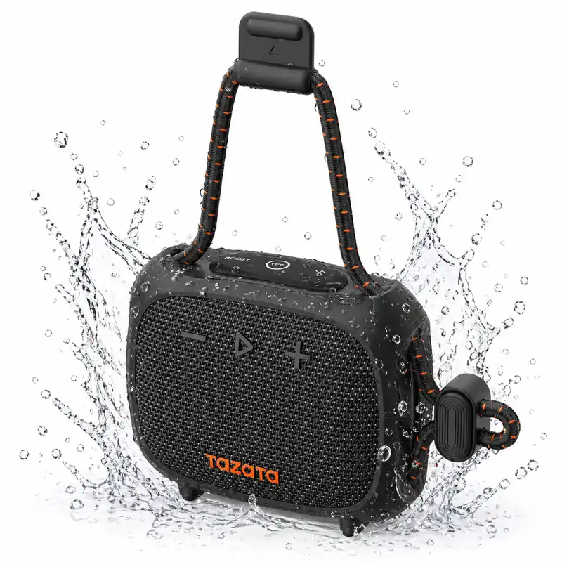 TAZATA Bike Speaker, IPX7 Waterproof & Dustproof Portable Bluetooth Speaker for Scooter Handlebar, Enhanced Bass, Shower Speakers, 11H Battery, Versatile Strap,TWS Bike Accessories for Travel Outdoor