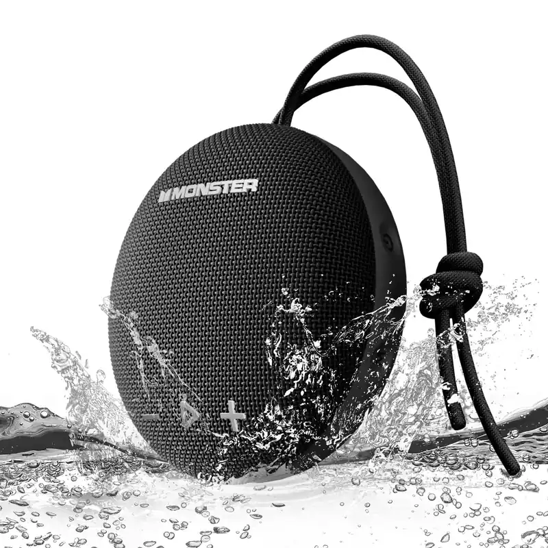 Monster 15W Bluetooth Speaker, IPX8 Shower Speaker Waterproof, Bluetooth 5.4 with Loud HD Sound and Robust Bass, Extra Long Playtime Punchy, for Home, Beaches Portable Wireless Outdoor Speakers