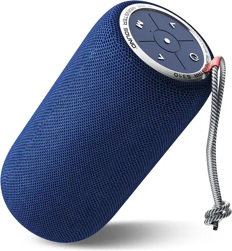 Monster S310 Upgraded Bluetooth Speaker, 30W Portable Speaker, 360° Stereo Sound with Punchy bass, TWS Pairing, IPX6 Waterproof, Bluetooth 5.2, 24H Playtime, Perfect for Home, Outdoor, Beach, Blue