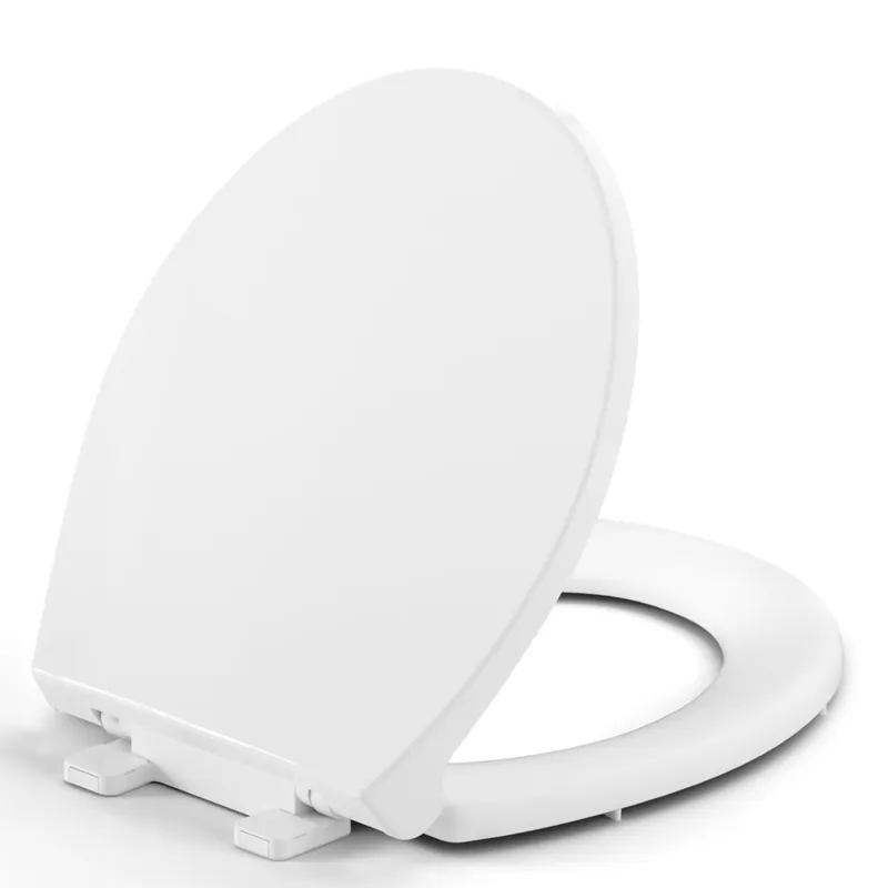 Round Toilet Seat, Standard 16.5” Slow/Soft Close Round Toilet Seat for Round Toilets, No-Slam Quiet-Close Lid, Easy-to-Install, White, Durable Never-Loosen Design