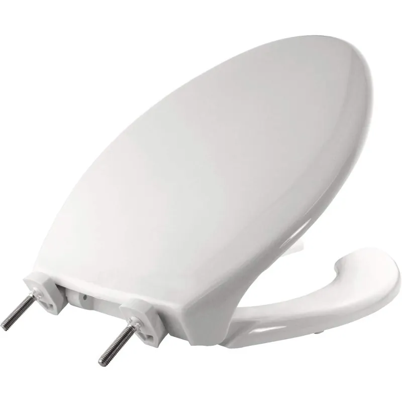 BEMIS 7850TDG Commercial Heavy Duty Open Front Toilet Seat with Cover, Industrial Seat with Secure Installation, Elongated, White