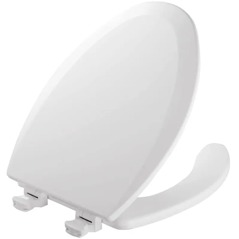 Mayfair 18440EC Open Front Toilet Seat and Lid, Easy Clean Hinges and Durable Wood Seat, Made in USA, Elongated, White
